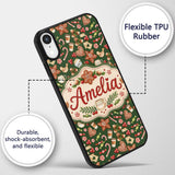 Watercolor Christmas Coffee Cookie Candy Cane Custom Name Protective Phone Case Mobile Cover Durable Everyday Smartphone Shock Resistant