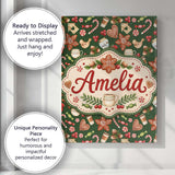 Personalised Name Watercolor Christmas Custom  Modern Room Accent Elegant Feature Canvas Wall Art Print Decor Picture Ready to Hang