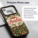 Watercolor Christmas Coffee Cookie Candy Cane Custom Name Protective Phone Case Mobile Cover Durable Everyday Smartphone Shock Resistant