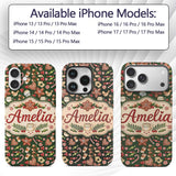 Watercolor Christmas Coffee Cookie Candy Cane Custom Name Protective Phone Case Mobile Cover Durable Everyday Smartphone Shock Resistant