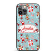 Cool Santa Reindeer Skateboard Christmas Seamless Custom Name Protective Phone Case Mobile Cover Durable Everyday Smartphone Shock Resistant