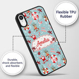 Cool Santa Reindeer Skateboard Christmas Seamless Custom Name Protective Phone Case Mobile Cover Durable Everyday Smartphone Shock Resistant