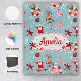 Personalised Name Cool Santa Reindeer Custom Modern Room Accent Creative Decorator Style Canvas Wall Art Print Decor Picture Ready to Hang