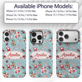 Cool Santa Reindeer Skateboard Christmas Seamless Custom Name Protective Phone Case Mobile Cover Durable Everyday Smartphone Shock Resistant