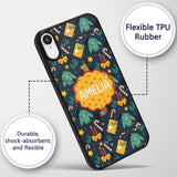 Christmas Sweater Candle Gift Candy Cane Seamless Custom Name Protective Phone Case Mobile Cover Durable Everyday Smartphone Shock Resistant