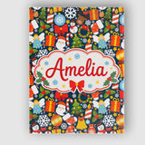 Personalised Name Cute Christmas Tree Custom Modern Room Accent Creative Decorator Style Canvas Wall Art Print Decor Picture Ready to Hang