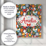 Personalised Name Cute Christmas Tree Custom Modern Room Accent Creative Decorator Style Canvas Wall Art Print Decor Picture Ready to Hang