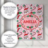 Personalised Name Cute Santa Face Candy Custom  Modern Room Accent Elegant Feature Canvas Wall Art Print Decor Picture Ready to Hang