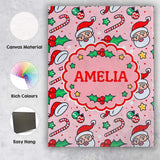Personalised Name Cute Santa Face Candy Custom  Modern Room Accent Elegant Feature Canvas Wall Art Print Decor Picture Ready to Hang