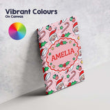 Personalised Name Cute Santa Face Candy Custom  Modern Room Accent Elegant Feature Canvas Wall Art Print Decor Picture Ready to Hang
