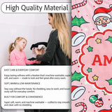 Cute Santa Face Candy Cane Holly Berry Seamless Pattern Lovely  Personalised Custom Name Super Soft Fleece Blanket Bed Sofa Throw