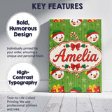 Personalised Name Cute Snowman Candy Cane Custom  Unique Gift Idea Elegant Feature Canvas Wall Art Print Decor Picture Ready to Hang