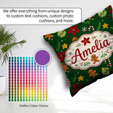 Custom Name Cute Poinsettia Ornament Candy Cane Seamless Pattern Square Filled Cushion Throw Pillow Sofa Bed Home Decor Zip Washable UK Made