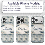 Deep Teal Whale Seamless Pattern Minimal Marine Custom Name Protective Phone Case Mobile Cover Durable Everyday Smartphone Shock Resistant