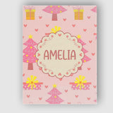 Personalised Name Pink Christmas Tree Custom  Unique Gift Idea Modern Room Accent Canvas Wall Art Print Decor Picture Ready to Hang