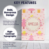 Personalised Name Pink Christmas Tree Custom  Unique Gift Idea Modern Room Accent Canvas Wall Art Print Decor Picture Ready to Hang
