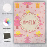 Personalised Name Pink Christmas Tree Custom  Unique Gift Idea Modern Room Accent Canvas Wall Art Print Decor Picture Ready to Hang