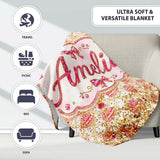 Luxury Pink Gold Ornament Glitter Seamless Pattern Cute Unique Gift  Personalised Custom Name Super Soft Fleece Blanket Bed Sofa Throw