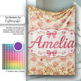 Luxury Pink Gold Ornament Glitter Seamless Pattern Cute Unique Gift  Personalised Custom Name Super Soft Fleece Blanket Bed Sofa Throw