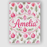 Personalised Name Watercolor Pink Bauble Custom  Unique Gift Idea Elegant Feature Canvas Wall Art Print Decor Picture Ready to Hang