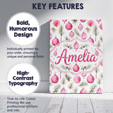 Personalised Name Watercolor Pink Bauble Custom  Unique Gift Idea Elegant Feature Canvas Wall Art Print Decor Picture Ready to Hang