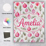 Personalised Name Watercolor Pink Bauble Custom  Unique Gift Idea Elegant Feature Canvas Wall Art Print Decor Picture Ready to Hang