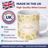 Personalized Custom Name Cute Tropical Parrot Cartoon Animal Pattern Charming Kitchen Decor 11oz Ceramic Coffee Tea Mug White Large Handle