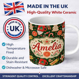 Personalized Custom Name Watercolor Christmas Mug Cookies Candy Orange Festive Seamless 11oz Ceramic Coffee Tea Mug White Large Handle