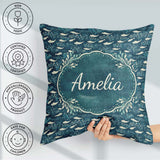Custom Name Dark Blue Whale Seamless Pattern Ocean Marine Animal Square Filled Cushion Throw Pillow Sofa Bed Home Decor Zip Washable UK Made