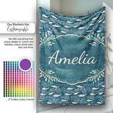 Dark Blue Whale Seamless Pattern Ocean Marine Animal Silhouette  Personalised Custom Name Super Soft Fleece Blanket Bed Sofa Throw