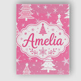 Personalised Name Pink White Christmas Tree Custom  Bespoke Interior Contemporary Canvas Wall Art Print Decor Picture Ready to Hang