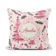 Custom Name Watercolor Pink Christmas Tree Berry Branch Seamless Square Filled Cushion Throw Pillow Sofa Bed Home Decor Zip Washable UK Made