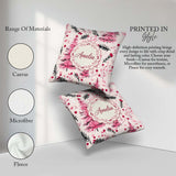 Custom Name Watercolor Pink Christmas Tree Berry Branch Seamless Square Filled Cushion Throw Pillow Sofa Bed Home Decor Zip Washable UK Made