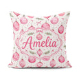 Custom Name Watercolor Pink Christmas Bauble Pine Branch Pattern Square Filled Cushion Throw Pillow Sofa Bed Home Decor Zip Washable UK Made