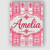 Personalised Name Scandinavian Pink Red Custom  Modern Room Accent Elegant Feature Canvas Wall Art Print Decor Picture Ready to Hang