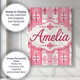 Personalised Name Scandinavian Pink Red Custom  Modern Room Accent Elegant Feature Canvas Wall Art Print Decor Picture Ready to Hang