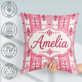 Custom Name Scandinavian Pink Red Nordic Seamless Pattern Lovely Square Filled Cushion Throw Pillow Sofa Bed Home Decor Zip Washable UK Made