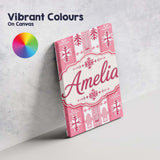 Personalised Name Scandinavian Pink Red Custom  Modern Room Accent Elegant Feature Canvas Wall Art Print Decor Picture Ready to Hang
