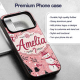 Cute Snowman Candy Cane Christmas Tree Seamless Custom Name Protective Phone Case Mobile Cover Durable Everyday Smartphone Shock Resistant