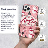 Cute Snowman Candy Cane Christmas Tree Seamless Custom Name Protective Phone Case Mobile Cover Durable Everyday Smartphone Shock Resistant