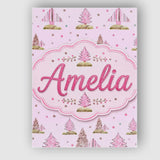 Personalised Name Watercolor Pink Winter Custom  Unique Gift Idea Elegant Feature Canvas Wall Art Print Decor Picture Ready to Hang