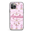 Watercolor Pink Winter Forest Tree Hill Seamless Custom Name Protective Phone Case Mobile Cover Durable Everyday Smartphone Shock Resistant