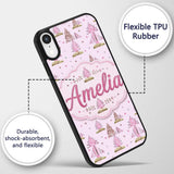 Watercolor Pink Winter Forest Tree Hill Seamless Custom Name Protective Phone Case Mobile Cover Durable Everyday Smartphone Shock Resistant