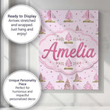 Personalised Name Watercolor Pink Winter Custom  Unique Gift Idea Elegant Feature Canvas Wall Art Print Decor Picture Ready to Hang