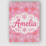 Personalised Name Pink Red Snowflake Winter Custom  Bespoke Interior Contemporary Canvas Wall Art Print Decor Picture Ready to Hang