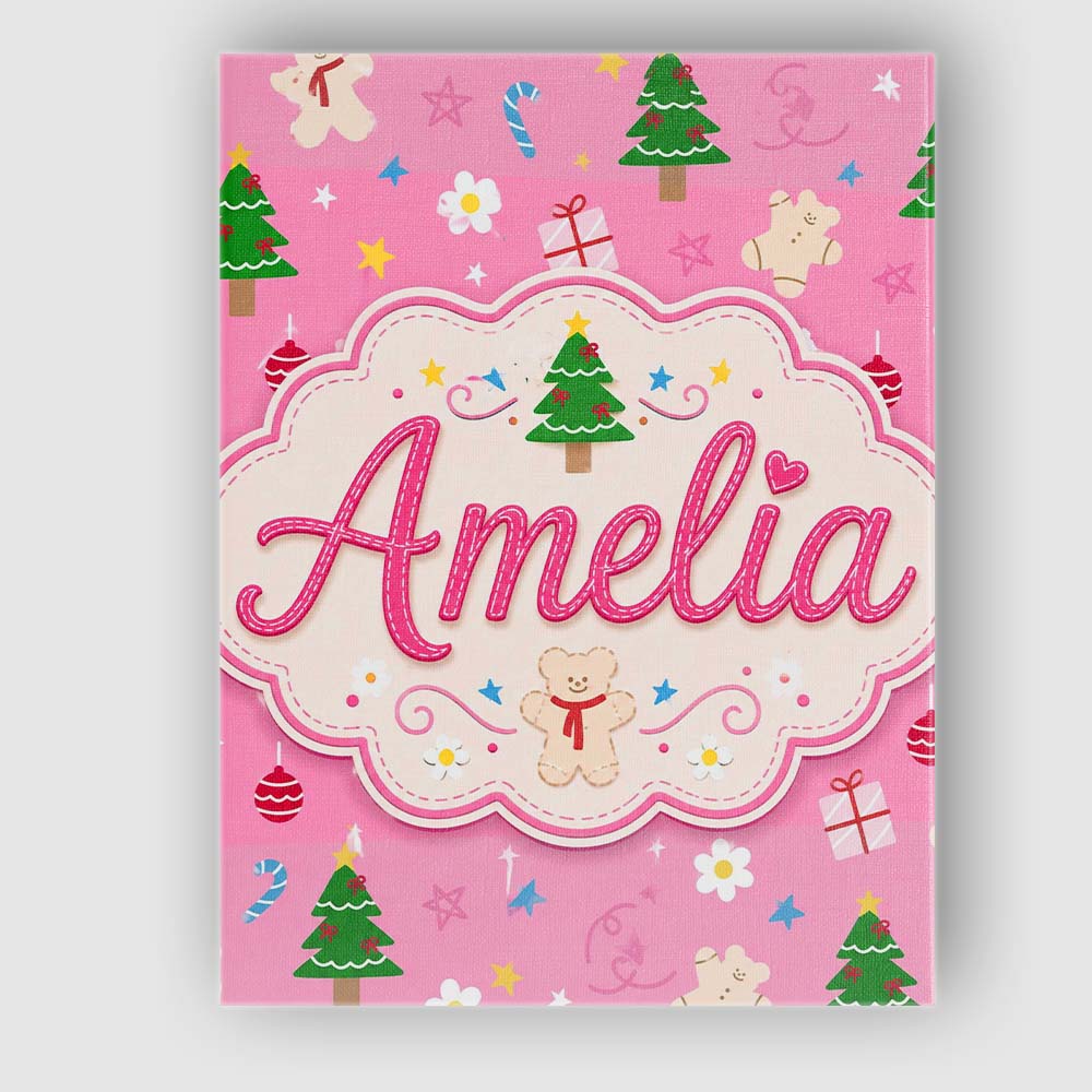 Personalised Name Cute Christmas Cookie Custom  Modern Room Accent Elegant Feature Canvas Wall Art Print Decor Picture Ready to Hang