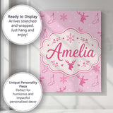 Personalised Name Pink Reindeer Snowflake Custom  Unique Gift Idea Elegant Feature Canvas Wall Art Print Decor Picture Ready to Hang