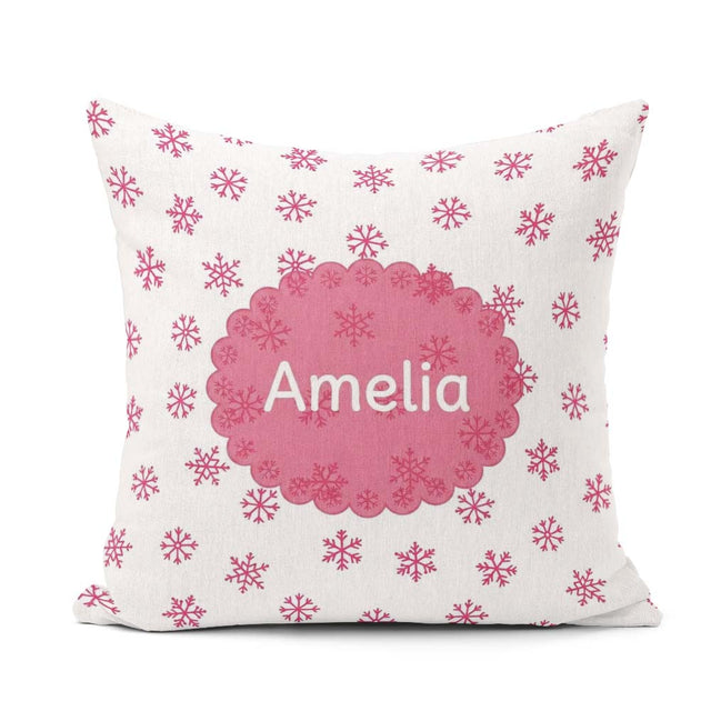 Custom Name Simple Pink Polka Dot Winter Seamless Pattern Lovely Square Filled Cushion Throw Pillow Sofa Bed Home Decor Zip Washable UK Made