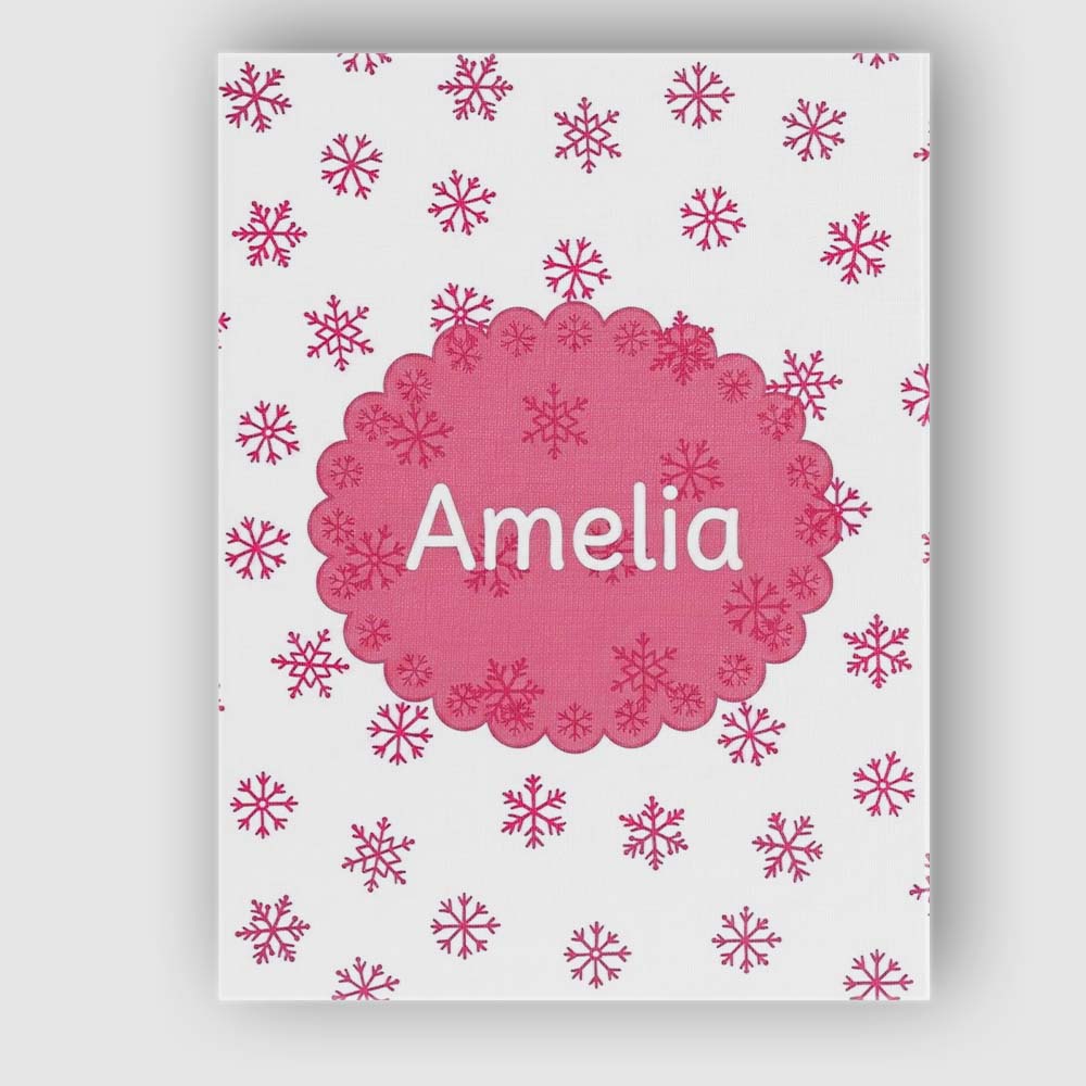Personalised Name Simple Pink Snowflake Custom  Modern Room Accent Elegant Feature Canvas Wall Art Print Decor Picture Ready to Hang