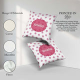 Custom Name Simple Pink Polka Dot Winter Seamless Pattern Lovely Square Filled Cushion Throw Pillow Sofa Bed Home Decor Zip Washable UK Made